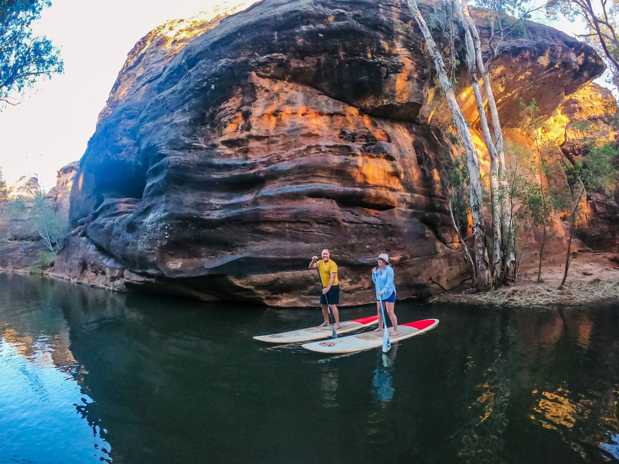 Paddleboarders in gorge